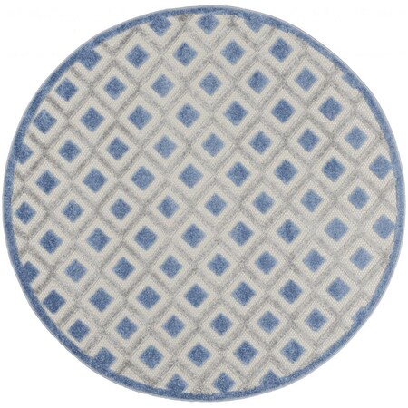 Palacedesigns 5 ft. Round Blue & Gray Indoor & Outdoor Area Rug PA3661230